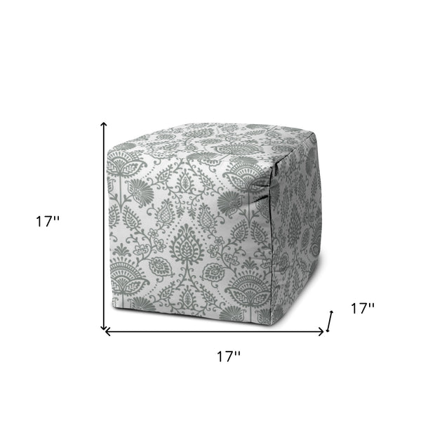 Homeroots 17" Gray Polyester Cube Indoor Outdoor Pouf Ottoman Grey  474488