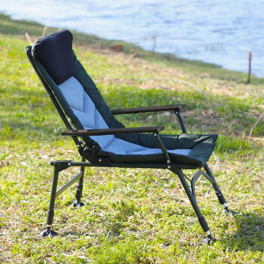 English Elm Camping Lounge Chair - Portable Folding Recliner With Adjustable Backrest For Ultimate Comfort Outdoors P2 W241106336-GIGA
