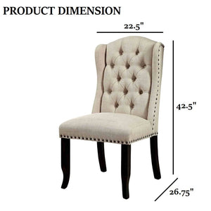 English Elm Rustic 2Pc Wingback Side Chair Set With Button Tufting & Nailhead Trim In Antique Black & Beige Finish B2741P408973-GIGA