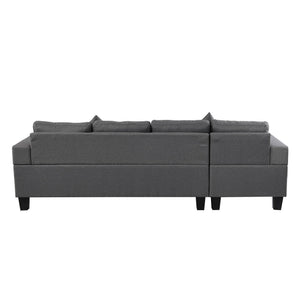 English Elm Sectional PU Sofa Set with L-Chaise, Built-In Cup Holders, Thick Foam Cushions, Modern 4-Seater Comfort Grey 69.69 L x 29.92 W x 12.99 H W2297S00015