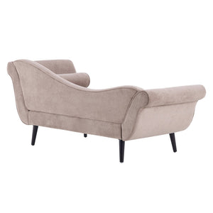 English Elm Chaise Lounge Upholstered Accent Piece Tailored Silhouette for Living Room or Bedroom Light Brown N776P396744B