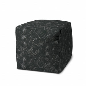 Homeroots 17" Gray Polyester Cube Indoor Outdoor Pouf Ottoman Charcoal  474607