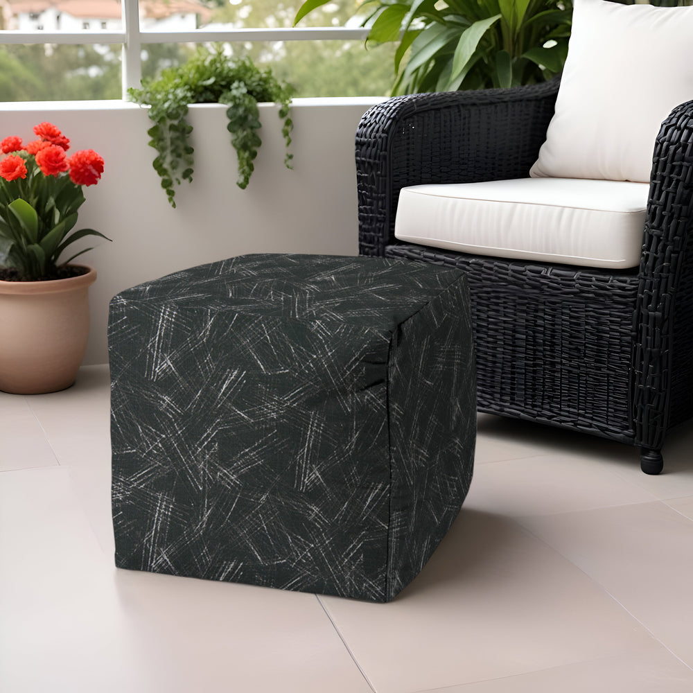 Homeroots 17" Gray Polyester Cube Indoor Outdoor Pouf Ottoman Charcoal  474607