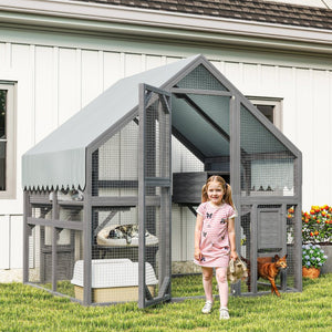 English Elm Cat, Outdoor Wood Enclosure Multi-level Shelter with Platforms Resting Boxes Waterproof Canopy W1598S00039