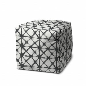 Homeroots 17" Gray Polyester Cube Indoor Outdoor Pouf Ottoman   474619