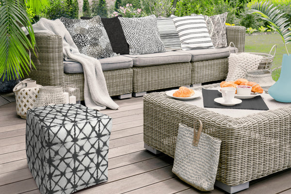 Homeroots 17" Gray Polyester Cube Indoor Outdoor Pouf Ottoman   474619