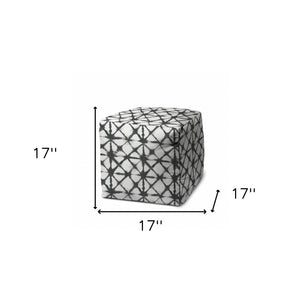 Homeroots 17" Gray Polyester Cube Indoor Outdoor Pouf Ottoman   474619
