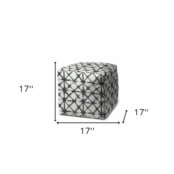 Homeroots 17" Gray Polyester Cube Indoor Outdoor Pouf Ottoman   474619
