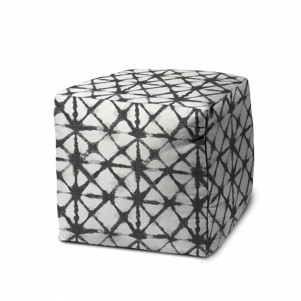 Homeroots 17" Gray Polyester Cube Indoor Outdoor Pouf Ottoman   474620