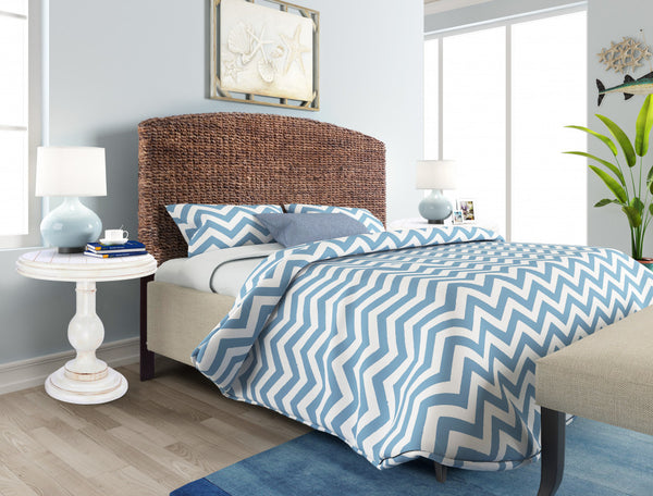 Homeroots Brown Natural And Rustic Woven Banana Leaf Curved King Size Headboard  Woven Banana Leaf 474689