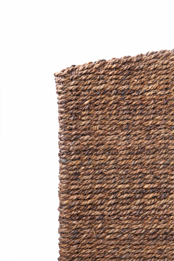 Homeroots Brown Natural And Rustic Woven Banana Leaf Curved King Size Headboard  Woven Banana Leaf 474689