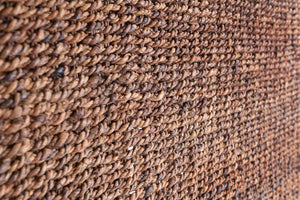 Homeroots Brown Natural And Rustic Woven Banana Leaf Curved King Size Headboard  Woven Banana Leaf 474689