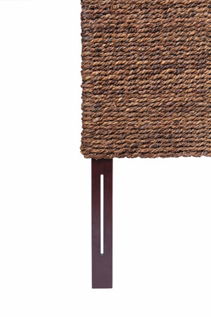 Homeroots Brown Natural And Rustic Woven Banana Leaf Curved King Size Headboard  Woven Banana Leaf 474689