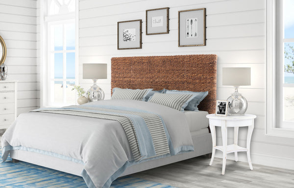 Homeroots Brown Natural And Rustic Woven Banana Leaf Straight King Size Headboard  Woven Banana Leaf 474690