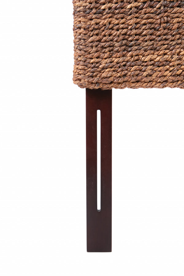 Homeroots Brown Natural And Rustic Woven Banana Leaf Straight King Size Headboard  Woven Banana Leaf 474690