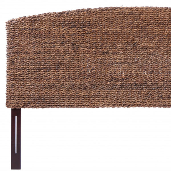 Homeroots Brown Natural And Rustic Woven Banana Leaf Curved Queen Size Headboard  Woven Banana Leaf 474691