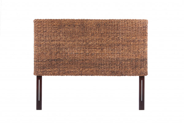 Homeroots Brown Natural And Rustic Woven Banana Leaf Straight Queen Size Headboard  Woven Banana Leaf 474692