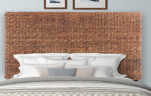 Homeroots Brown Natural And Rustic Woven Banana Leaf Straight Queen Size Headboard  Woven Banana Leaf 474692
