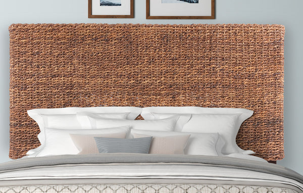 Homeroots Brown Natural And Rustic Woven Banana Leaf Straight Queen Size Headboard  Woven Banana Leaf 474692