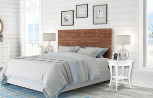 Homeroots Brown Natural And Rustic Woven Banana Leaf Straight Queen Size Headboard  Woven Banana Leaf 474692