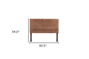 Homeroots Brown Natural And Rustic Woven Banana Leaf Straight Queen Size Headboard  Woven Banana Leaf 474692