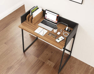Homeroots Contemporary Brown And Black Computer And Writing Desk With Usb Port   474694