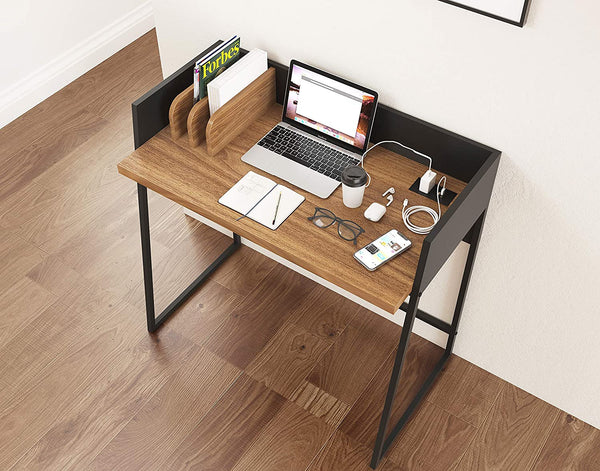 Homeroots Contemporary Brown And Black Computer And Writing Desk With Usb Port   474694