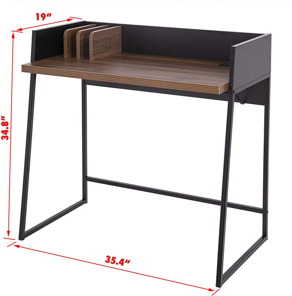 Homeroots Contemporary Brown And Black Computer And Writing Desk With Usb Port   474694