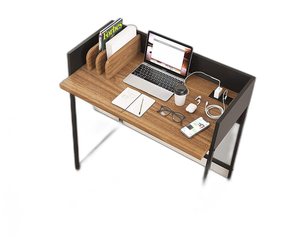 Homeroots Contemporary Brown And Black Computer And Writing Desk With Usb Port   474694
