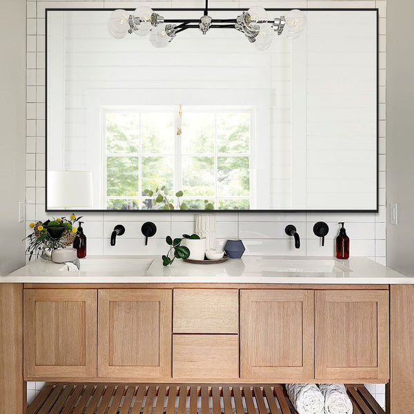 HomeRoots 51" Modern Black Metal Full-Length Hanging Mirror - Versatile Wall Mount for Any Room Style 474696