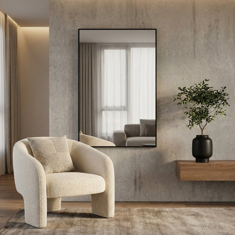 HomeRoots 51" Modern Black Metal Full-Length Hanging Mirror - Versatile Wall Mount for Any Room Style 474696