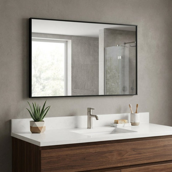 HomeRoots 51" Modern Black Metal Full-Length Hanging Mirror - Versatile Wall Mount for Any Room Style 474696
