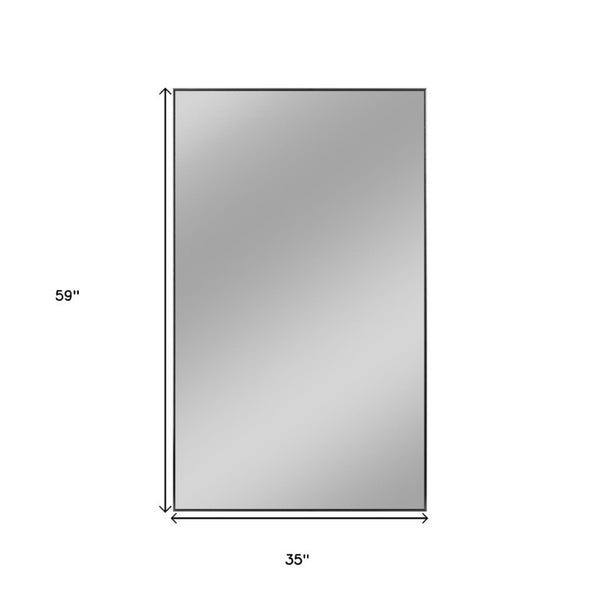 59 Inch Aluminum Frame Rectangular Bathroom Wall Mirror with Sleek Matte Finish