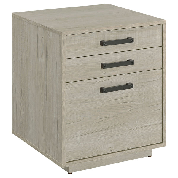 English Elm Loomis White Washed Grey 3-Drawer File Cabinet — Rustic Modern Accent with Tufted Tuxedo Arm, Plush Comfort B062P344974