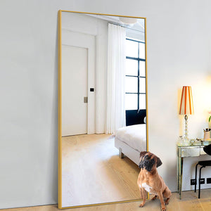 Homeroots 71" Gold Metal Framed Bathroom Vanity Mirror  Glass 474704