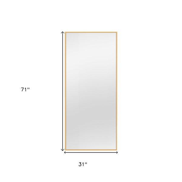 Homeroots 71" Gold Metal Framed Bathroom Vanity Mirror  Glass 474704