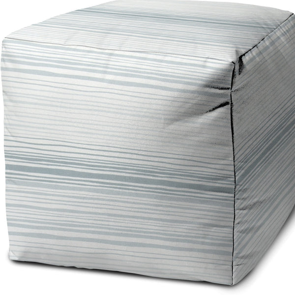 Homeroots 17" Blue Polyester Cube Ombre Indoor Outdoor Pouf Ottoman Dusty Blue  474744