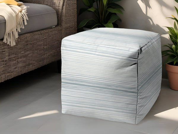 Homeroots 17" Blue Polyester Cube Ombre Indoor Outdoor Pouf Ottoman Dusty Blue  474744