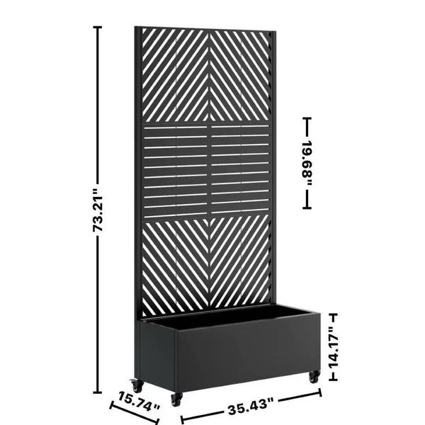 English Elm Metal Raised Garden Bed with Trellis Galvanized Steel Planter on Lockable Wheels W347P399096