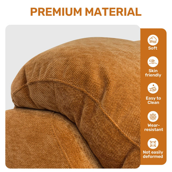 English Elm 3 Seats Power Recliner Sofa Convertible to Bed with Remote, Oversized 29" Seats, Plush Orange Polyester W3795S00003