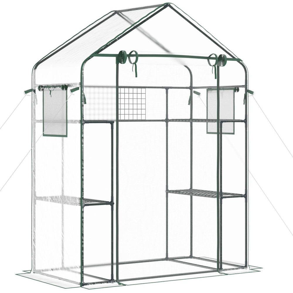 English Elm Outsunny Walk-in Portable Garden Greenhouse 6 Shelf Trellis Mesh Vent Cover W2225P229759
