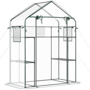 English Elm Outsunny Walk-in Portable Garden Greenhouse 6 Shelf Trellis Mesh Vent Cover W2225P229759