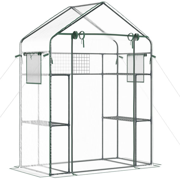 English Elm Outsunny Walk-in Portable Garden Greenhouse 6 Shelf Trellis Mesh Vent Cover W2225P229759