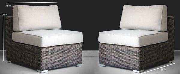 English Elm Minnesota Armless Sectional Seating Set - Elegant 2-Piece Outdoor Wicker Chairs With Cushions B120P233843