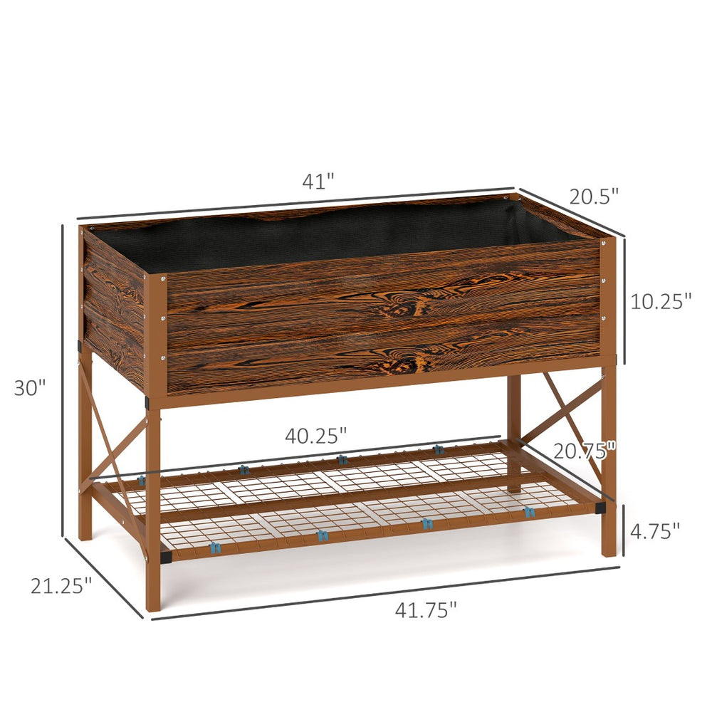 English Elm Self-draining Elevated Fir Wood Planter with Lattice Trellis for Backyard Gardens T3971P422635