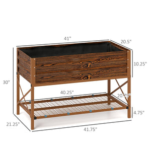 English Elm Self-draining Elevated Fir Wood Planter with Lattice Trellis for Backyard Gardens T3971P422635