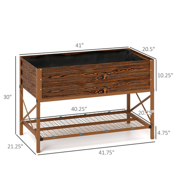 English Elm Self-draining Elevated Fir Wood Planter with Lattice Trellis for Backyard Gardens T3971P422635
