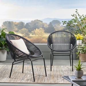 English Elm Christopher Knight Home® - 3 Piece Rattan Seating Group Black – Stylish PE Rattan + Iron Outdoor Patio Set, Durable Modern Mesh Design 66626.00BLK_66627.00BLK