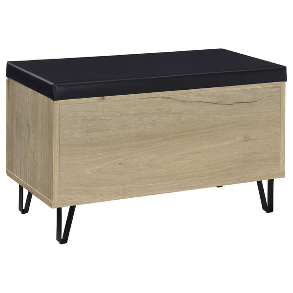 English Elm Astor Smoked Finish Entryway Bench with Drawer Open Shelving and Faux Leather Seat White Oak B062P440403