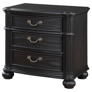English Elm Taylor Black 3-Drawer Nightstand with Felt-Lined Organizer, Antique Copper Pulls, Sleek Bedroom Storage B062P299900